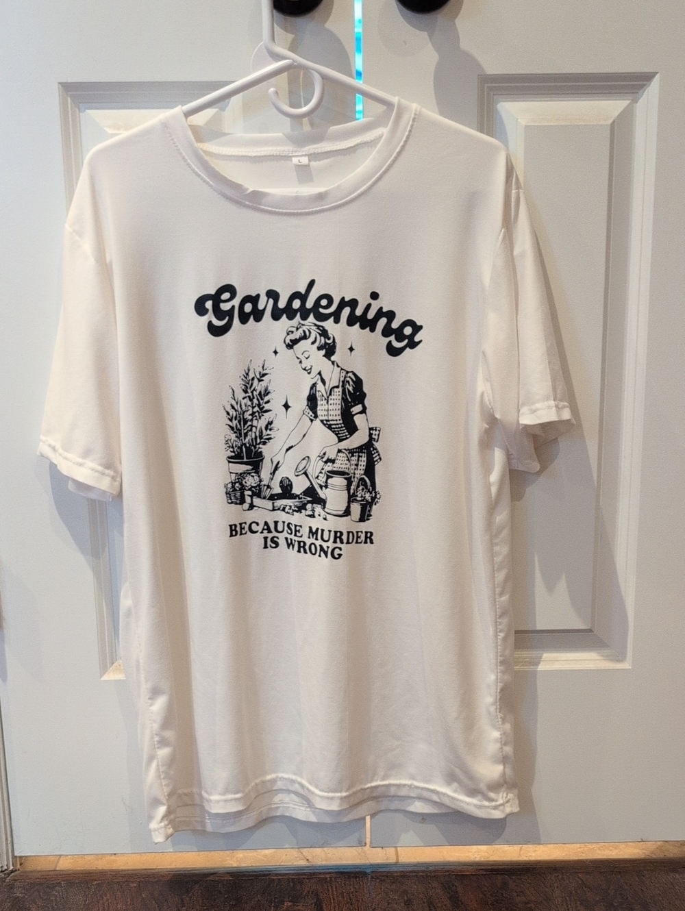 Graphic Gardening Tee in White with Black Print